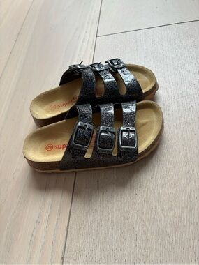 Superfit Black Glitter Triple-Strap Buckle Sandals Kids 28